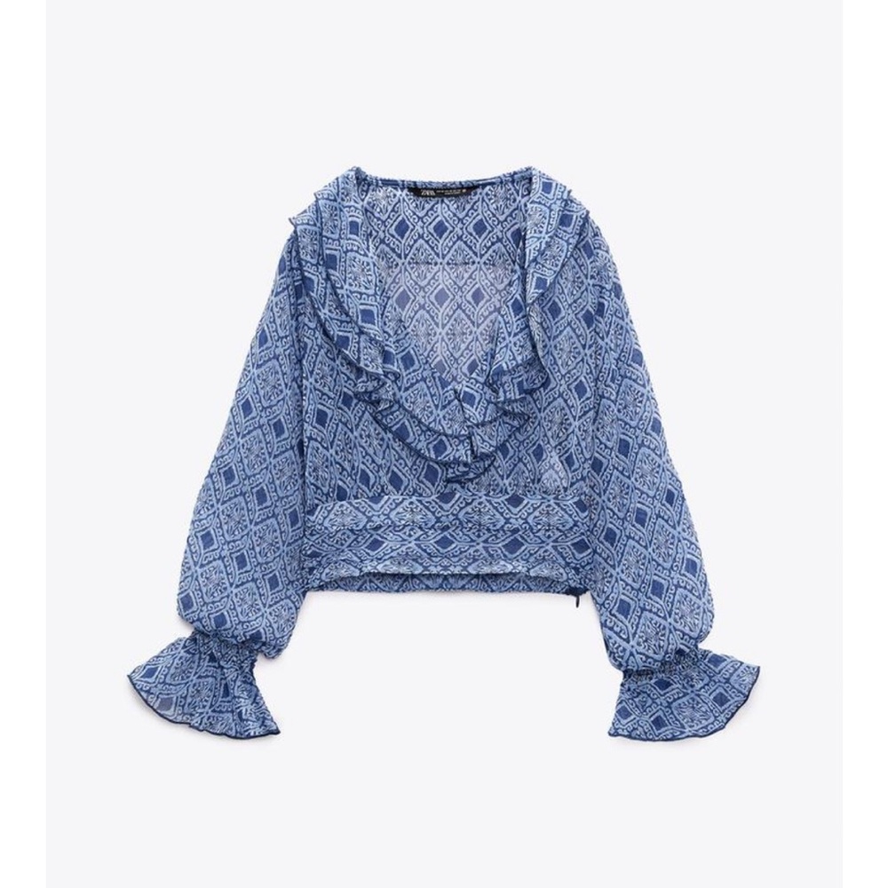 Zara Ruffled Print Blouse